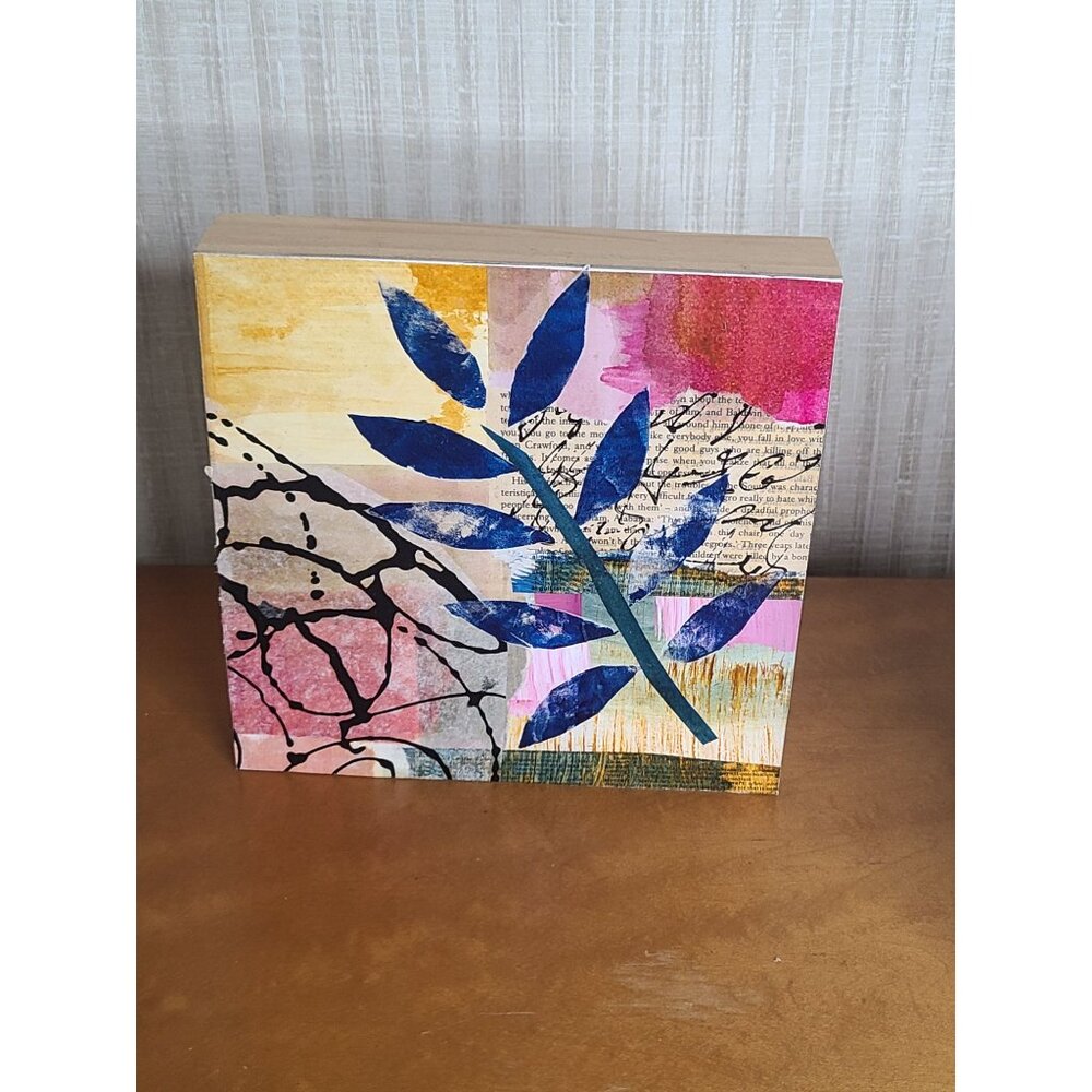 Original Mixed Media Collage Art "Woodland 1" By Cindy Smith  8"x8"‎